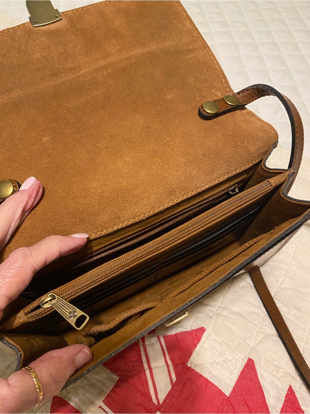Tan leather Crossbody Wallet Purse
